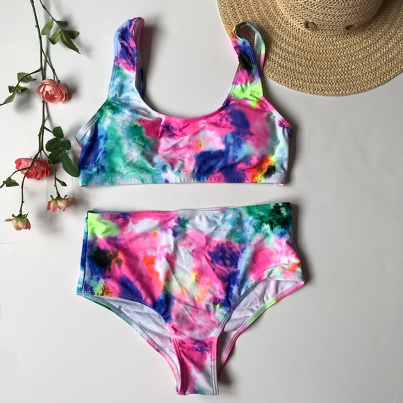 Tie Dye 2 PC Bandage bikini swimsuit Bathing-suit - Picture 4 of 7